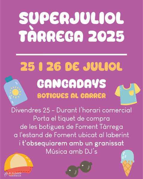 Foment Tàrrega prepara una nova edició dels Gangadays els dies 25 i 26 de juliol