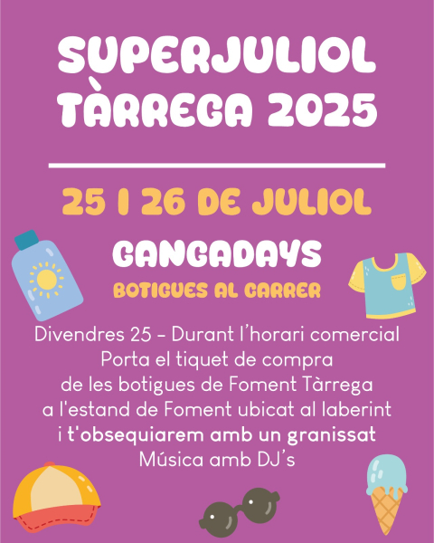 Foment Tàrrega prepara una nova edició dels Gangadays els dies 25 i 26 de juliol