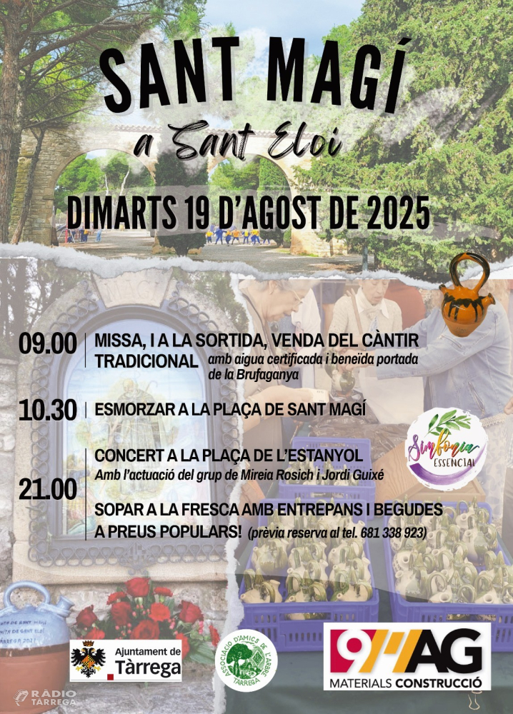 El Parc de Sant Eloi acollirà la tradicional celebració de Sant Magí el dimarts 19 d'agost