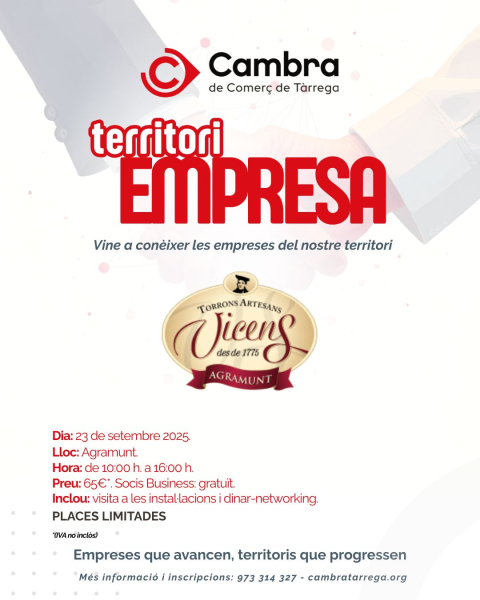 La Cambra de Comerç de Tàrrega presenta 'Territori Empresa', una iniciativa per connectar empreses