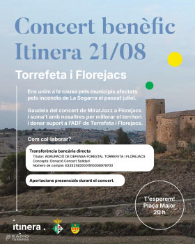 El Festival Itinera organitza un concert solidari per la Recuperació dels Micropobles per l'incendi de Torrefeta i Florejacs