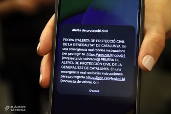 La prova del sistema d'alertes a mòbils de Lleida, l'Alt Pirineu i Aran rep més de 3.000 enquestes en mitja hora