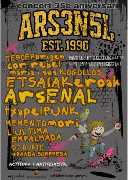 Bellpuig acollirà els 35 anys del grup punk Arsenal