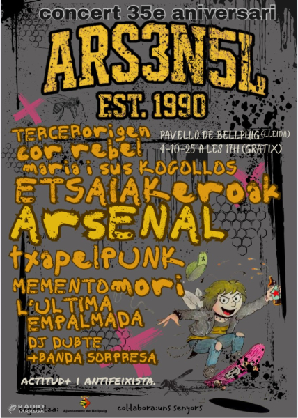 Bellpuig acollirà els 35 anys del grup punk Arsenal