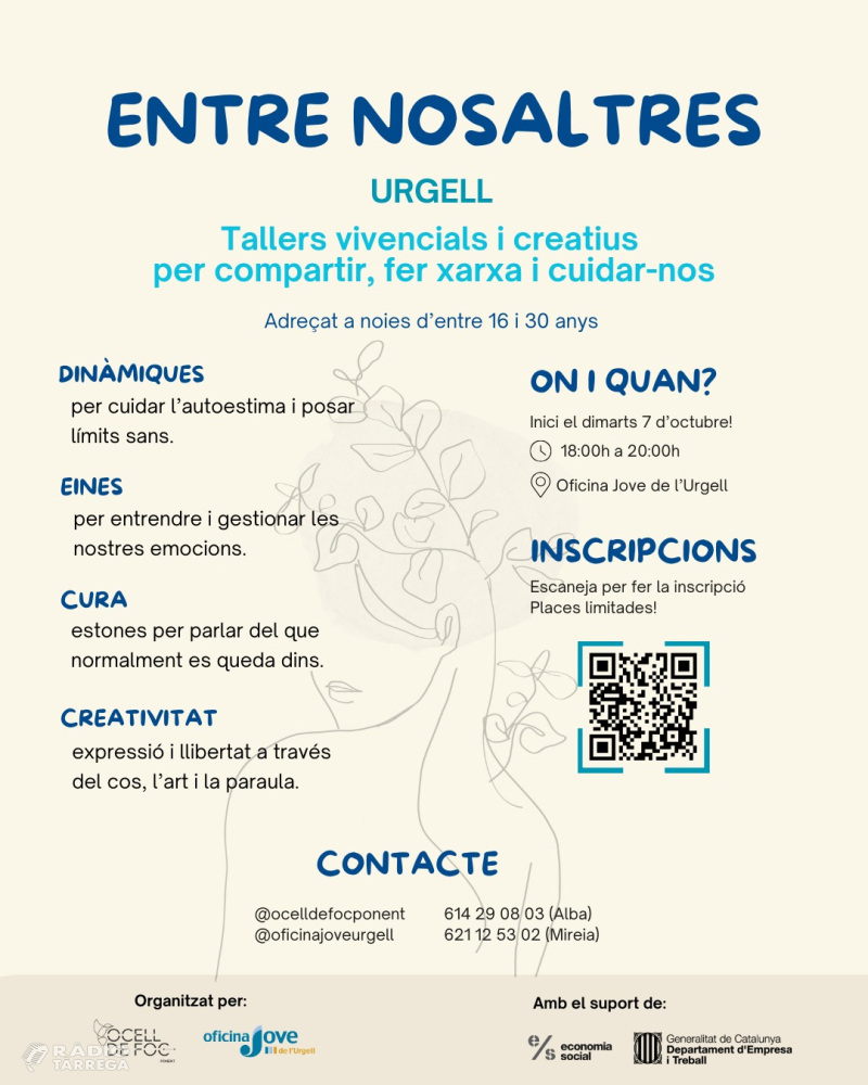 L’Oficina Jove de l’Urgell i Ocell de Foc Ponent posaran en marxa aquest octubre el projecte 'Entre Nosaltres'