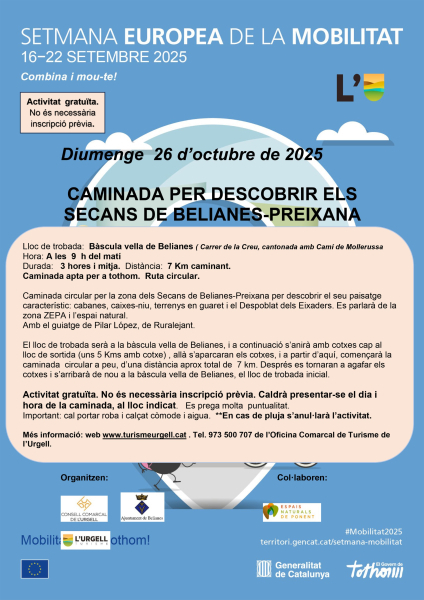 L'Àrea de turisme del Consell Comarcal de l'Urgell impulsa una caminada per descobrir els secans de Belianes - Preixana