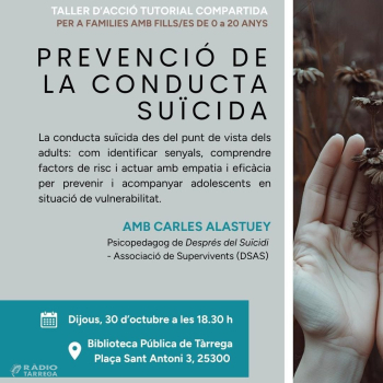 La Biblioteca Pública Germanes Güell de Tàrrega acollirà el taller de Prevenció per la Conducta Suïcida en joves i adolescents