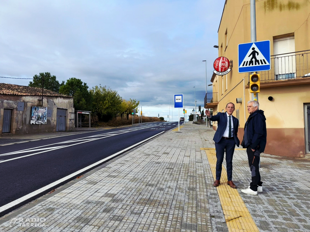 El subdelegat del Govern de Lleida, José Crespín, visita la finalització de les obres a la travessia de Vilagrassa a la N-2