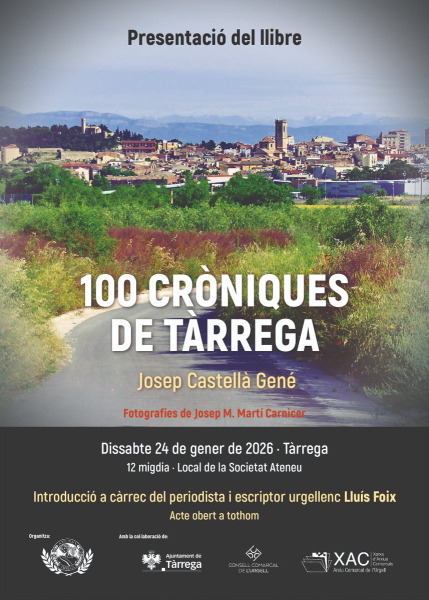 Josep Castellà Gené presenta el llibre '100 cròniques de Tàrrega' al local de la Societat Ateneu de Tàrrega