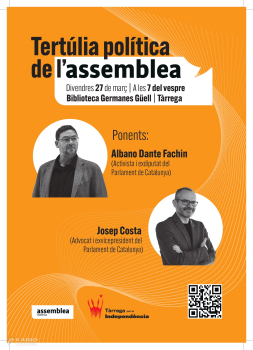 L'ANC Tàrrega per la Independència organitza una xerrada col·loqui sobre l'actualitat política de Catalunya