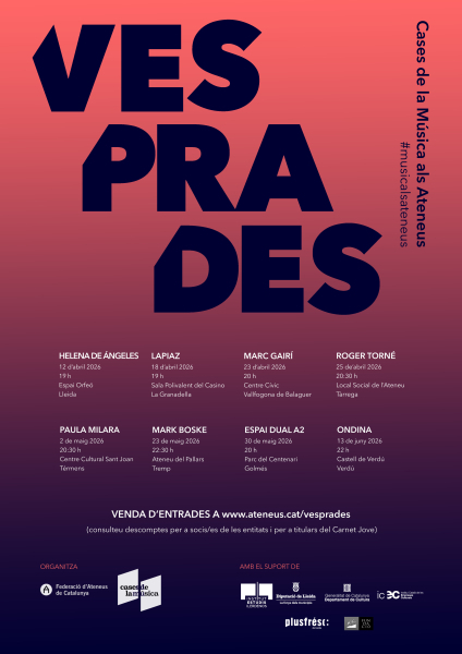 La 6a edició del cicle 'VESPRADES' de Ponent presenta a vuit artistes emergents del territori