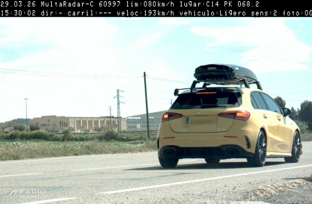 Els Mossos d'Esquadra denuncien penalment un conductor per circular a 193 km/h per la C-14 a Verdú