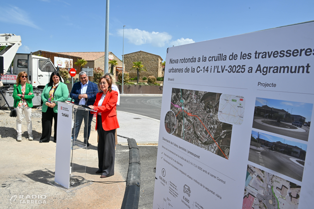 La consellera Paneque visita les obres de millora de la rotonda d'encreuament entre les carreteres C-14 i LV-3025 a Agramunt