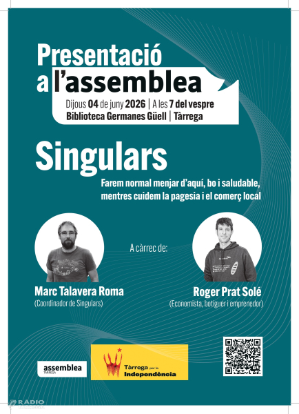 L'ANC de Tàrrega per la Independència acull una nova xerrada del projecte Singulars, de Marc Talavera i Roger Prat