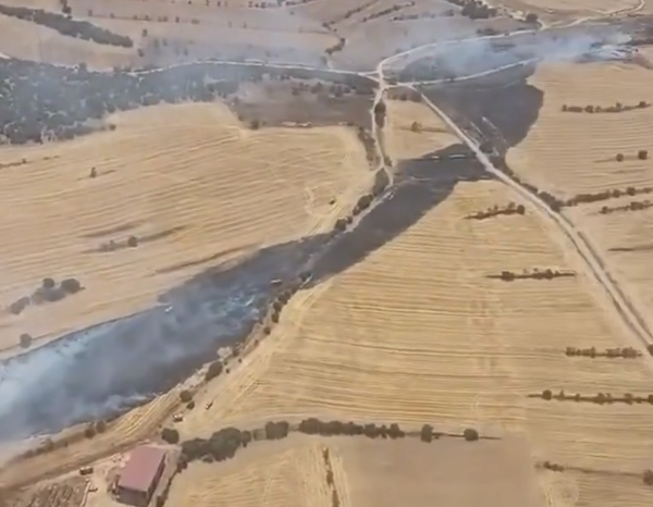 Estabilitzat un incendi de camps de rostolls i vegetació forestal a la serra d'Almenara, a Agramunt