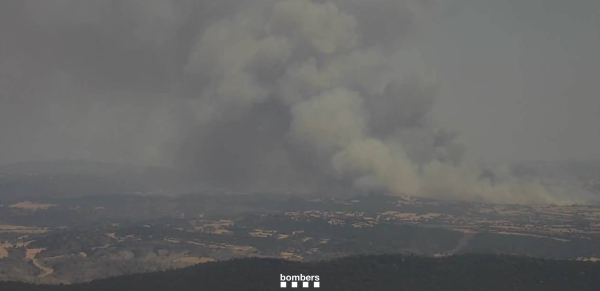 Els Bombers treballen en un incendi agrícola a prop del nucli de Selvanera, a Torrefeta i Florejacs