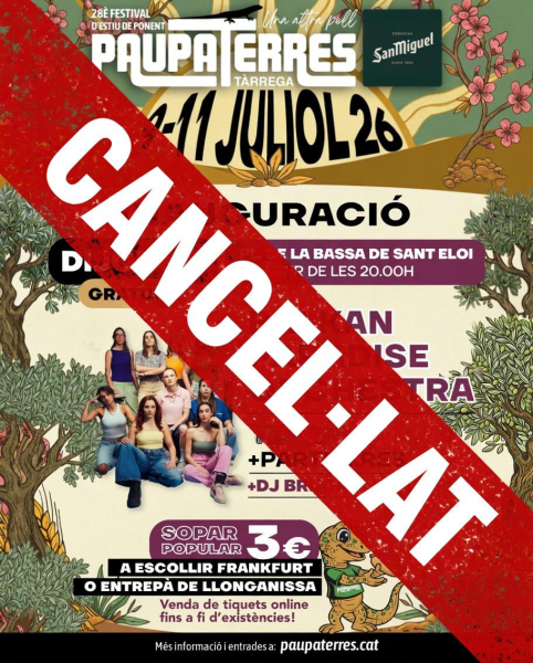 Es cancel·la el concert inaugural del Paupaterres 2026 d'aquest dijous per l'alerta de confinament derivada de l'incendi de Guimerà