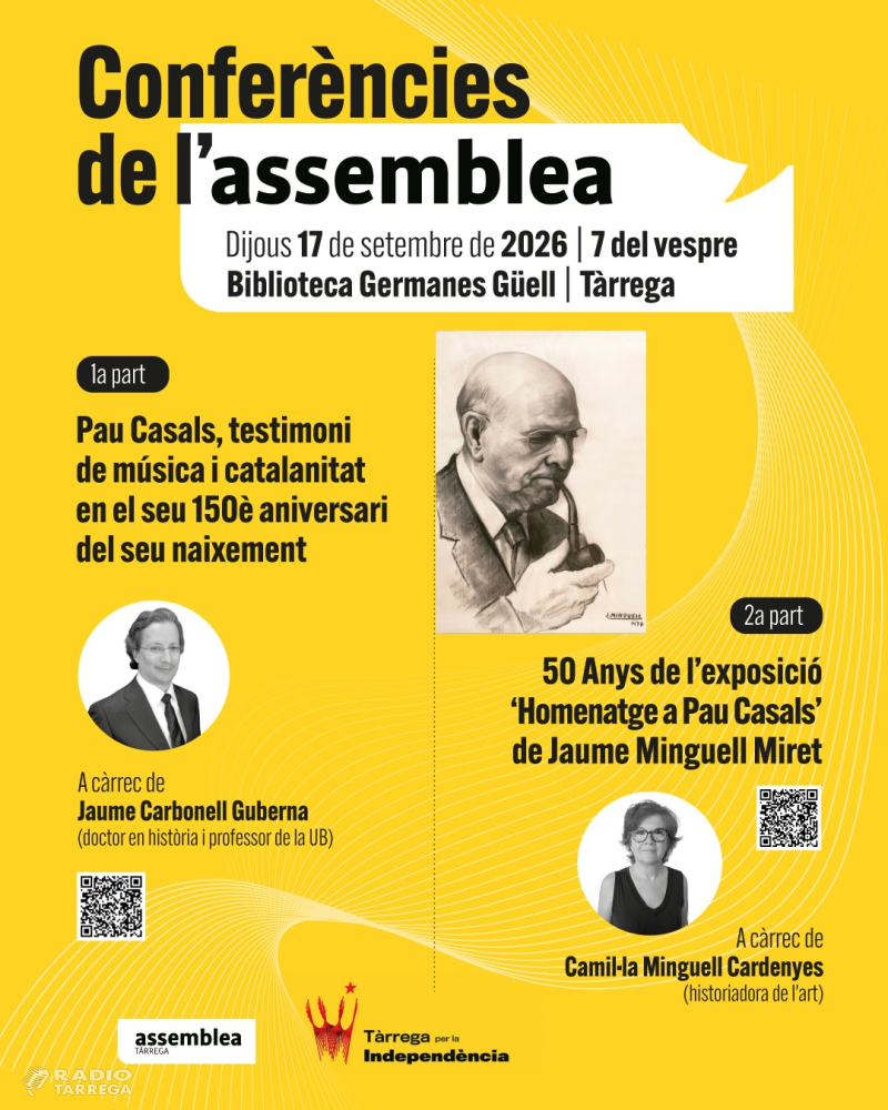 ANC de Tàrrega per la Independència acollirà una xerrada sobre Pau Casals en el marc de l’Any Casals