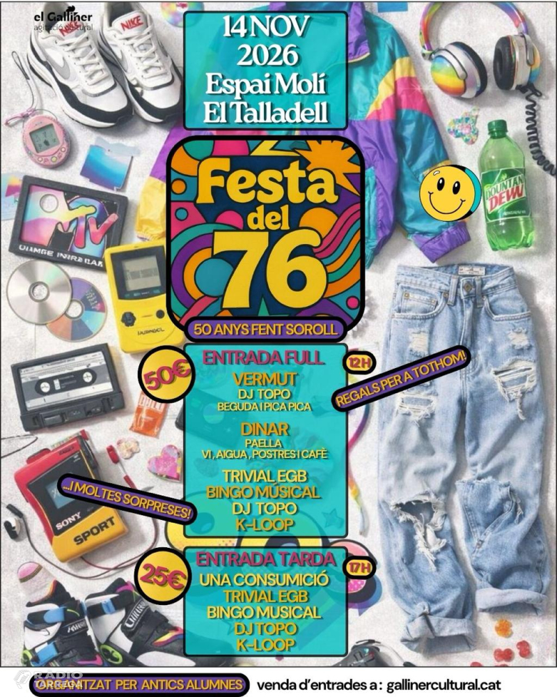 La quinta del 76 celebra 50 anys amb una gran trobada generacional al Talladell