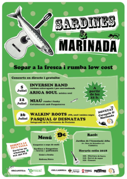 El festival Sardines & Marinada omplirà un any més els jardins de l'associació Alba el 5, 12 i 26 de juliol.