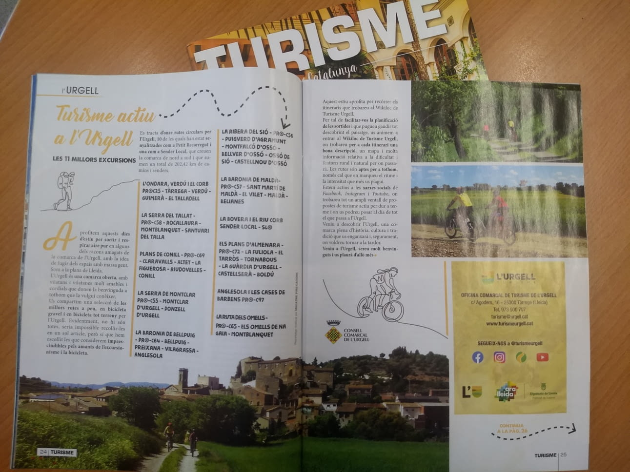 Reportatge de l'Urgell , a la revista Turisme Catalunya de juliol