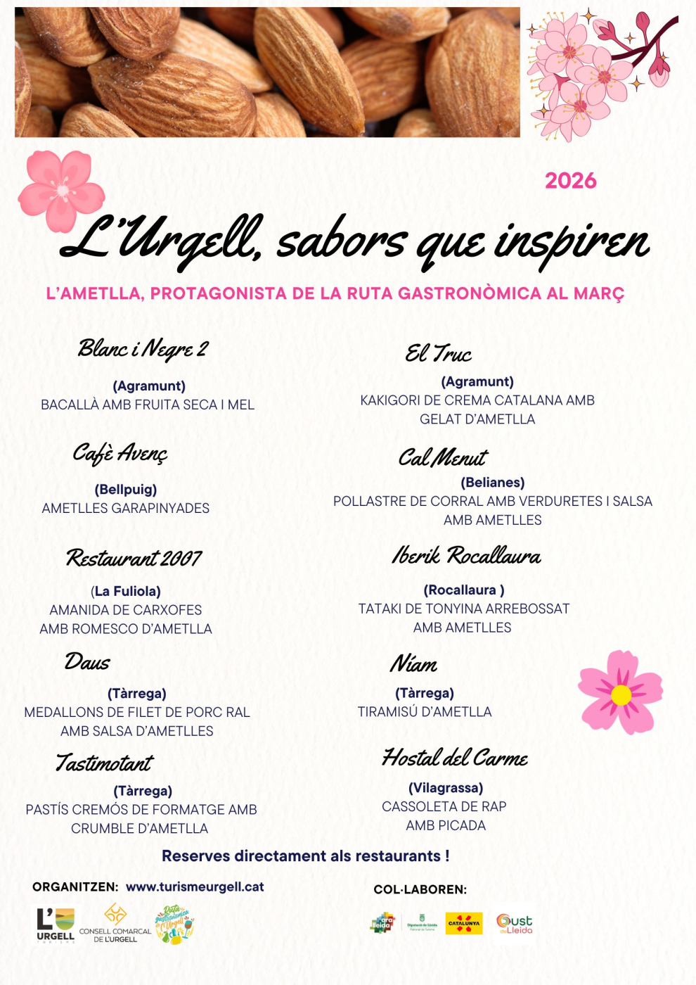 L'ametlla, protagonista de La Ruta Gastronòmica de l'Urgell, al març