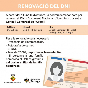 RENOVACIÓ DEL DNI AL CONSELL COMARCAL DE L’URGELL