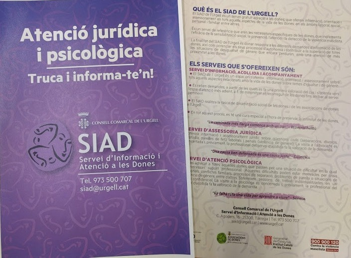 L’any 2019 el SIAD de l’Urgell ha atès 161 consultes d'assessorament a dones, ajuntaments i entitats de la comarca.
