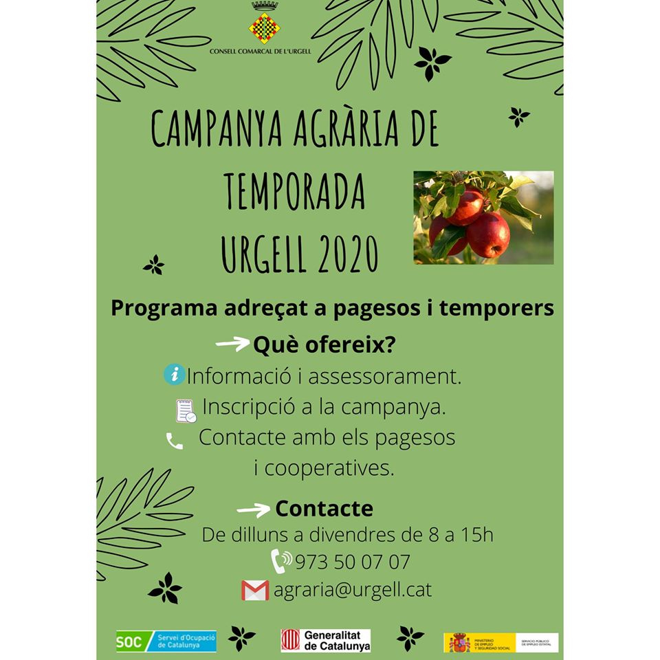 Campanya Agrària de Temporada "Urgell 2020"