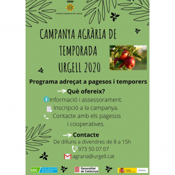 Campanya Agrària de Temporada "Urgell 2020"