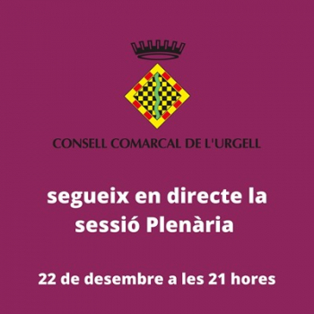 Sessió extraordinària del Ple del Consell Comarcal de l'Urgell