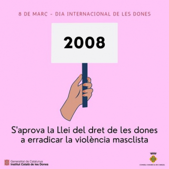 L’any 2008  s’aprova la Llei del dret de les dones a erradicar la violència masclista.