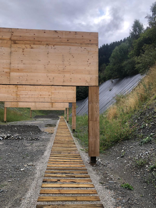Obras en curso en la nueva galería de tiro de Vielha.