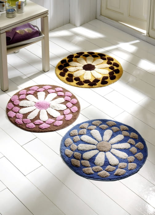 Alfombra de baño redonda flor 60