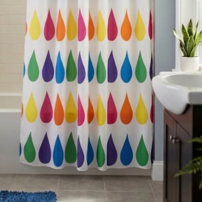 Cortina de baño Gotas multicolor - 3