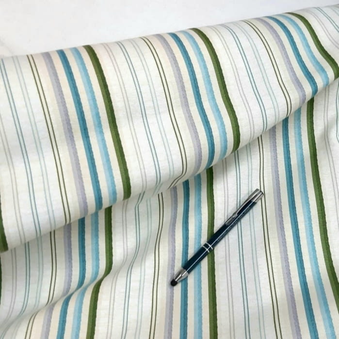 Tela loneta Rayitas verde turquesa Tricia 280 - 3