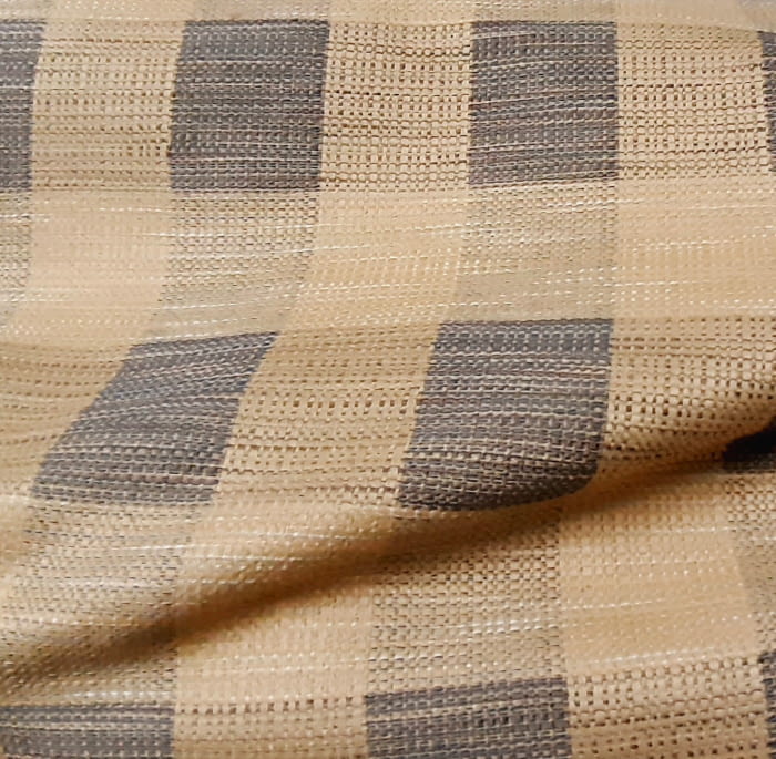 Tela Tapicería Sati cuadros beige y azul 140