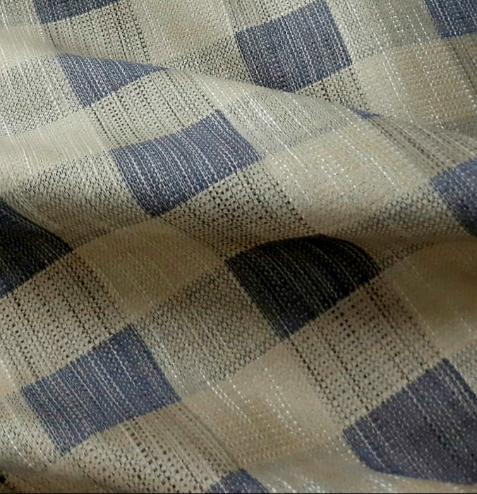 Tela Tapicería Sati cuadros beige y azul 140 - 3