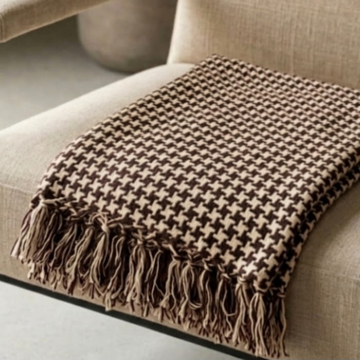 Plaid pata de gallo marrón 140 x 180 - 3