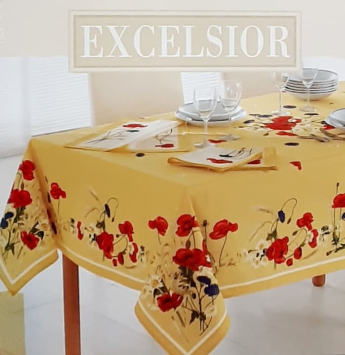 Mantelería italiana amarilla flores 150 x 220 - 8