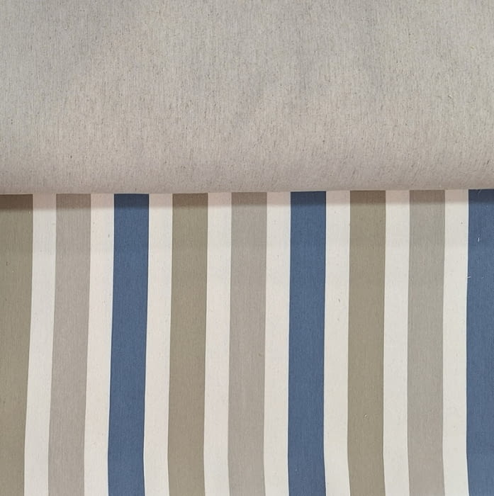 Tela tapicería Quebec Rayas azul beige 280 - 1