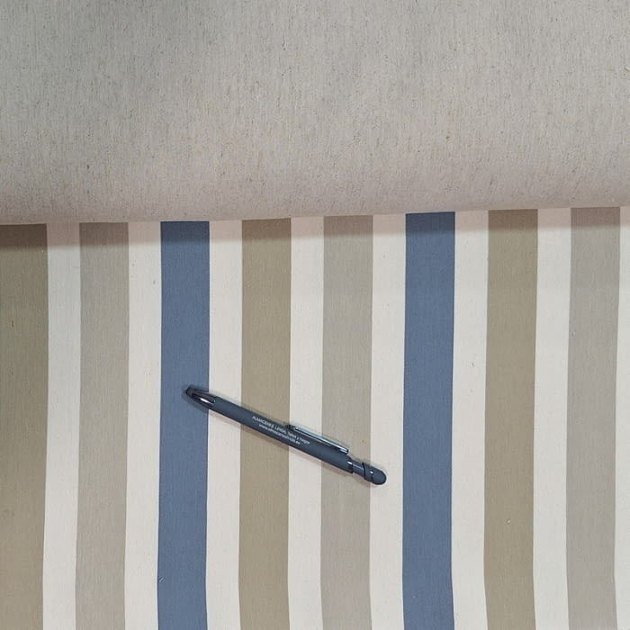 Tela tapicería Quebec Rayas azul beige 280 - 3