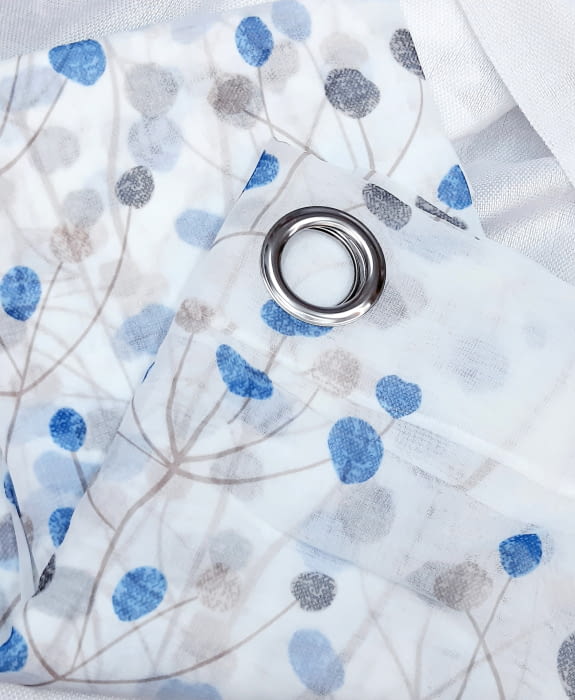 Visillos confeccionados Begoña flores azul