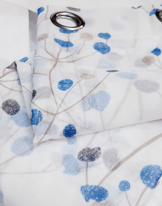 Visillos confeccionados Begoña flores azul - 1