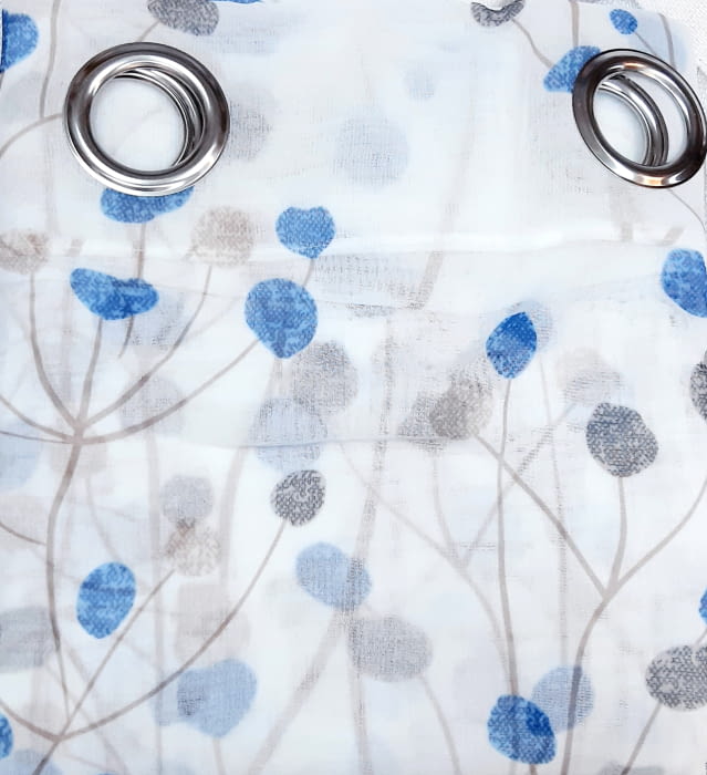 Visillos confeccionados Begoña flores azul - 3