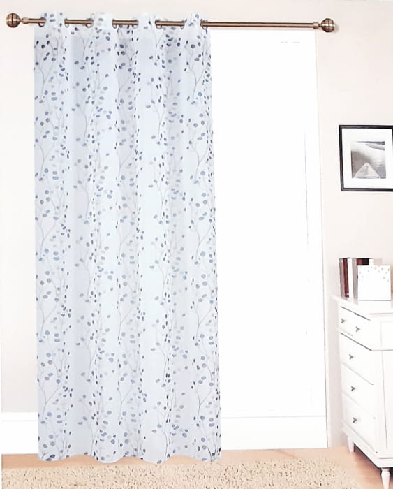 Visillos confeccionados Begoña flores azul - 5