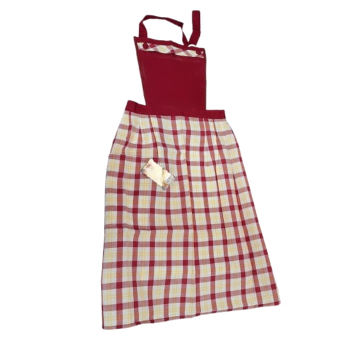 Delantal artesanal cuadritos Granate - 1