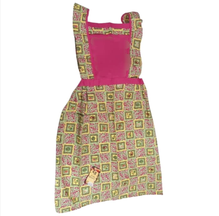 Delantal artesanal volante rosa fucsia