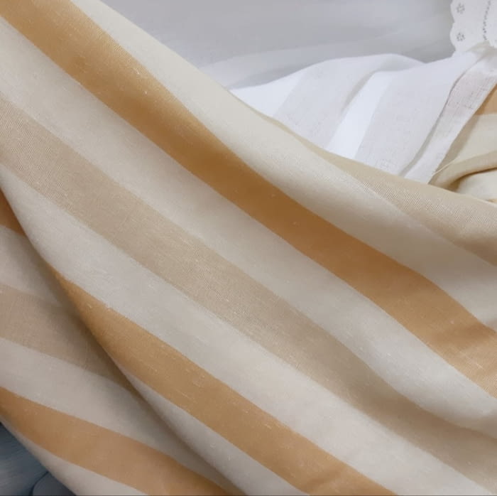 Tela Visillo lino rayas ocre - 4