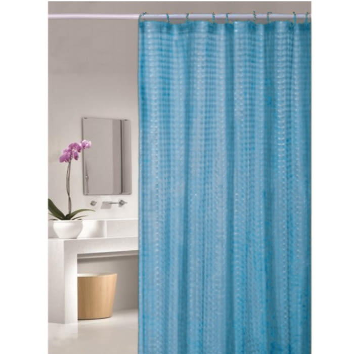 Cortina de baño azul efecto cristal